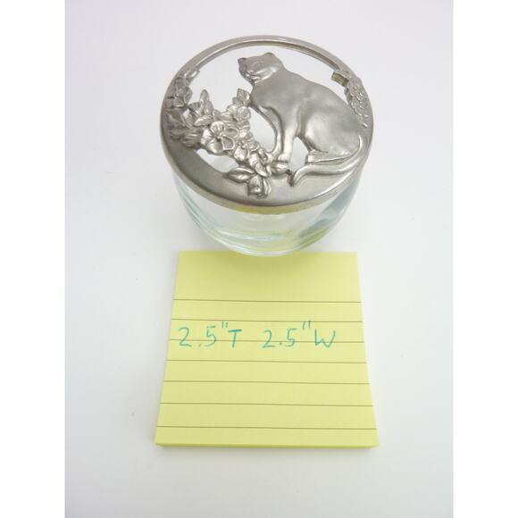 Seagull Pewter Pot Potpourri Bowl & Lid Cat With Flowers Design Canada 1988 - Picture 6 of 6